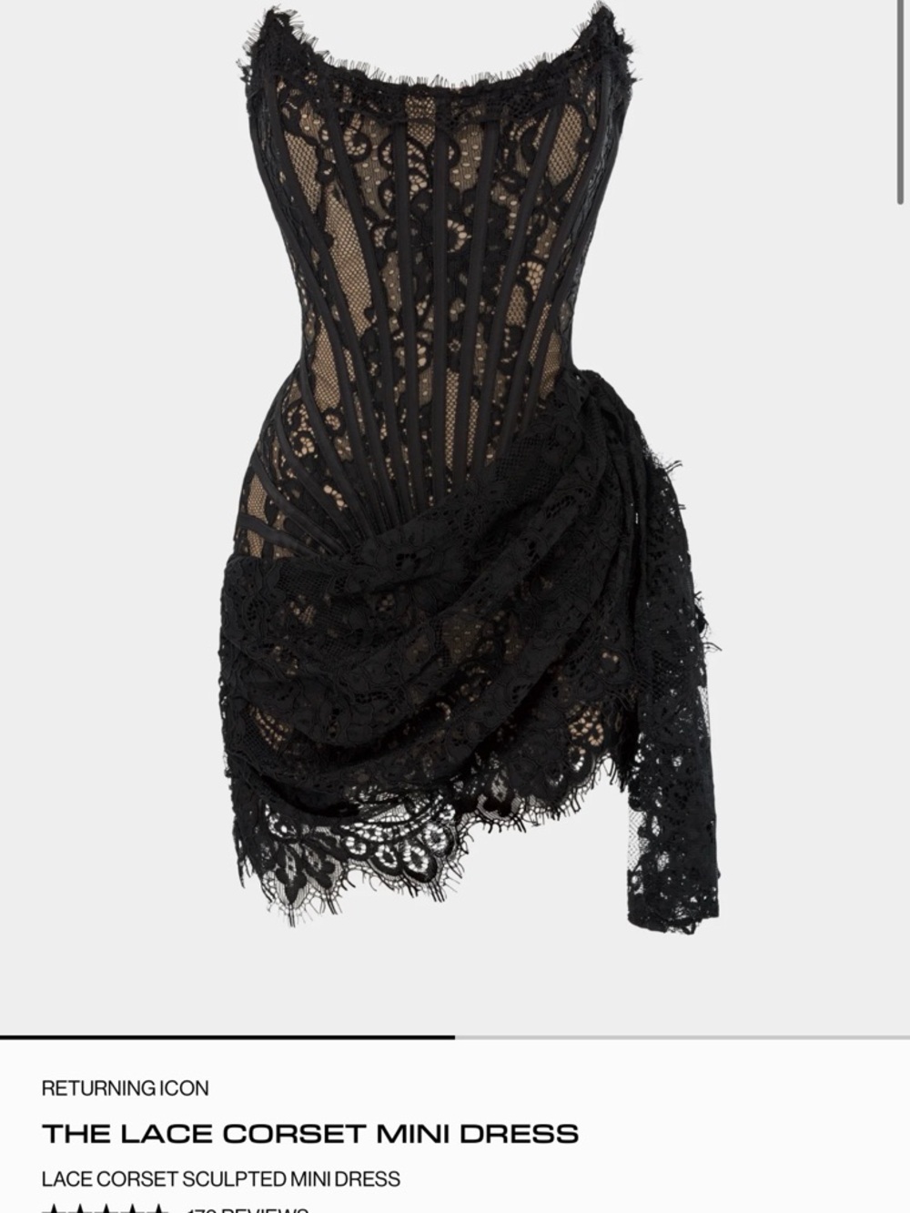 Heiress Beverly Hills Black Lace Strapless Corset dress size M NWT